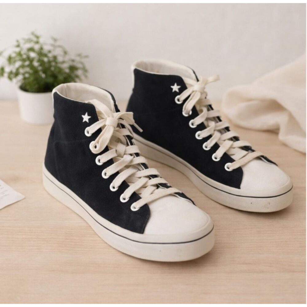 Skechers Street LA Los Angeles High Top Black Velour Leather Womens 8M Sneakers